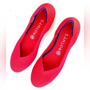Rothys Round Toe Hot Pink Ballet Flats.  Slip on shoes.